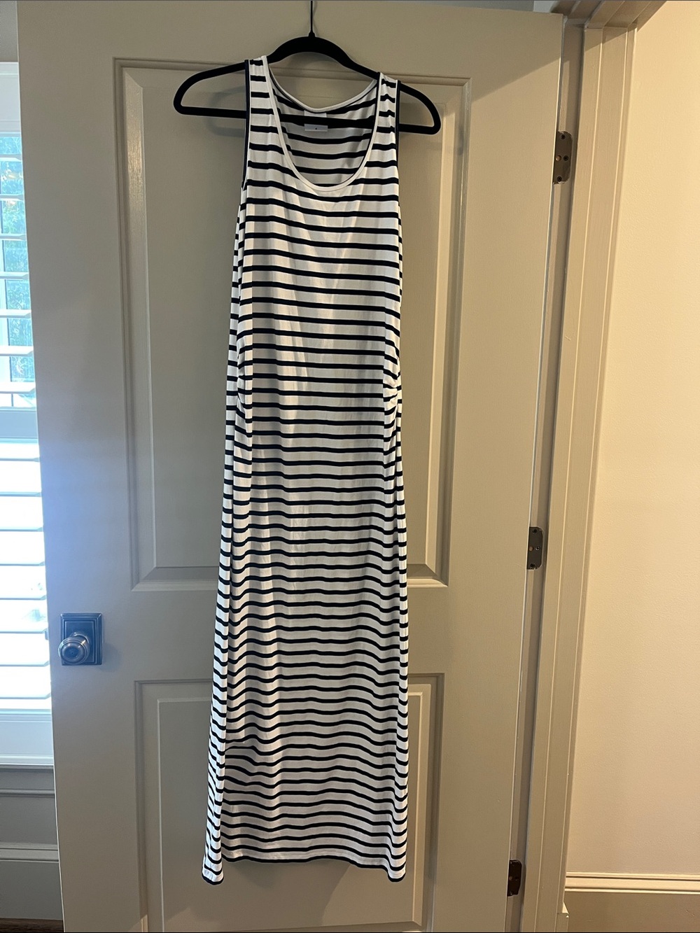 Mama Licious Navy and White Striped Sleeveless Maxi Maternity Dress